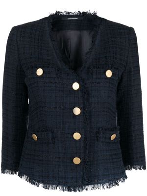 Tagliatore V-neck tweed jacket - Blue