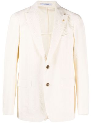 Tagliatore virgin wool-blend long-sleeve blazer - White