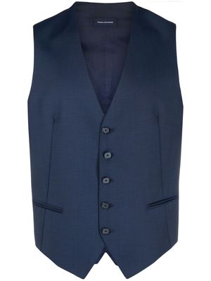 Tagliatore virgin wool button-up waistcoat - Blue