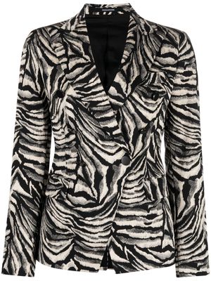 Tagliatore zebra print double-breasted blazer - Neutrals