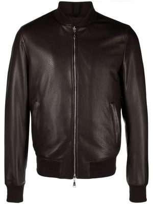 Tagliatore zip-up leather bomber jacket - Brown