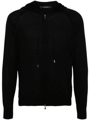 Tagliatore zip-up wool hoodie - Black