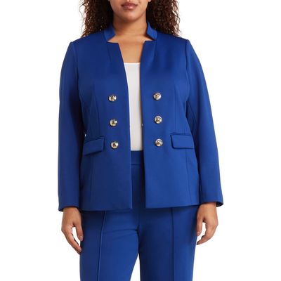 Tahari ASL Faux Double Breasted Ponte Blazer in Cobalt 