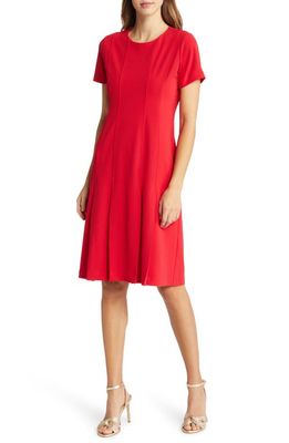 TAHARI ASL Fit & Flare Stretch Crepe Dress in Red
