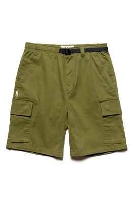 Taikan Belted Stretch Cotton Cargo Shorts in Olive