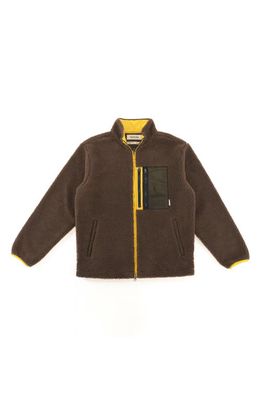 Taikan High Pile Fleece Jacket in Brown/Yellow