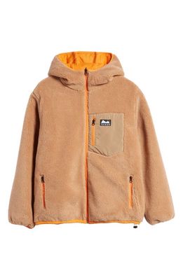 Taikan Reversible High Pile Fleece Jacket in Tan/Orange