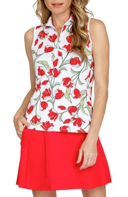 Tail Mikeli Floral Sleeveless Quarter Zip Golf Top in Tulip Sway