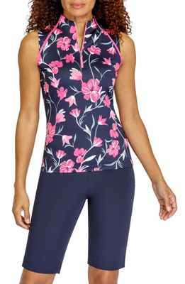 Tail Sianna Floral Print Quarter Zip Golf Top in Symphony Lilies