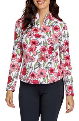 Tail Theola Long Sleeve Golf Shirt in Strawberry Blossoms