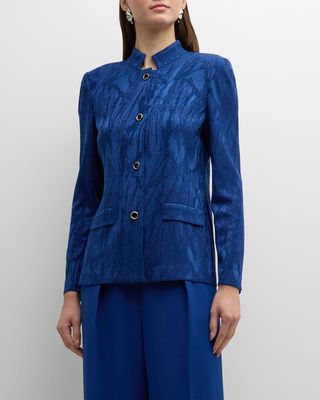 Tailored Button-Down Jacquard Knit Jacket