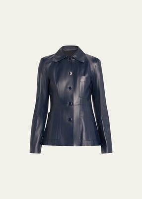 Tailored Button-Down Nappa Leather Jacket