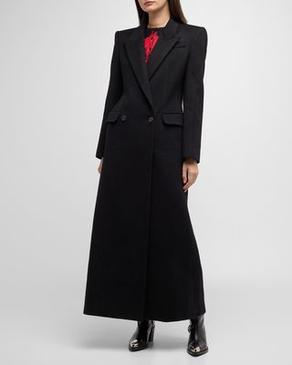 Tailored Double-Breasted Long Coat