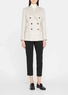 Tailored Double-Breasted Silk-Cashmere Jacket
