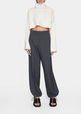 Tailored Drawcord-Hem Wool Tracksuit Trousers