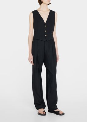 Tailored Fitted Button-Front Vest