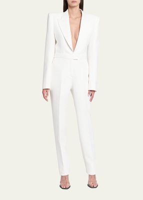 Tailored Plunge Jumpsuit with Slit Detail