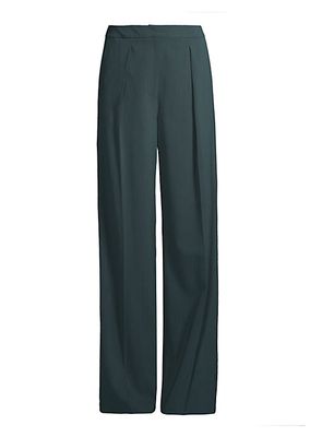 Tailored Stretch Twill Wide-Leg Pants