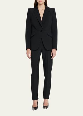 Tailored Wool Blazer Jacket with Harness Seam Detail
