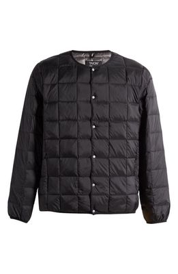 TAION Crewneck Oversize 800 Fill Power Down Jacket in Black/D. charcoal