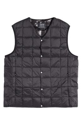 TAION Quilted Packable Water Repellent 800 Fill Power Down Vest in Black