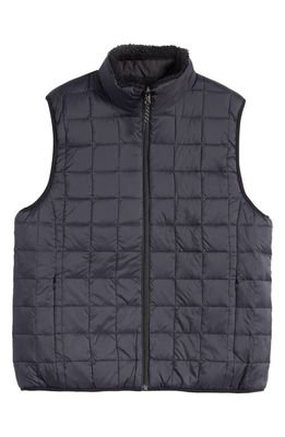 TAION Reversible High Pile Fleece & 800 Fill Power Down Quilted Vest in Black/black