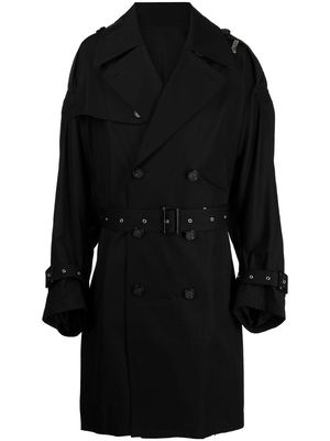 Takahiromiyashita The Soloist decorative-zip belted trench coat - Black