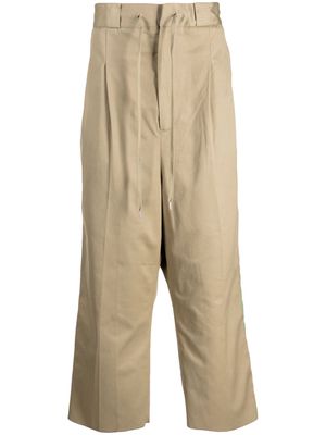 Takahiromiyashita The Soloist drawstring-waist drop-crotch trousers - Brown