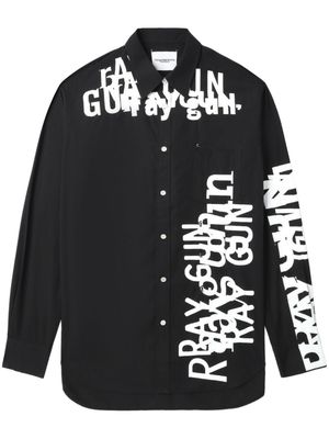 Takahiromiyashita The Soloist graphic letter-print two-tone shirt - Black