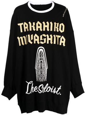 Takahiromiyashita The Soloist logo-print two-way zip sweatshirt - Black