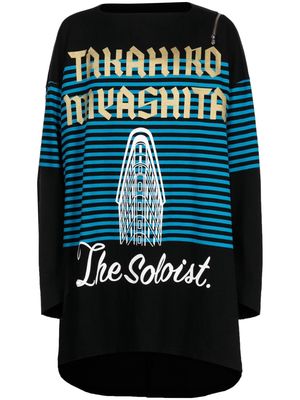 Takahiromiyashita The Soloist logo-print two-way zip T-shirt - Black