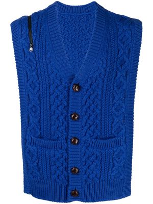 Takahiromiyashita The Soloist sleeveless chunky knit cardigan - Blue