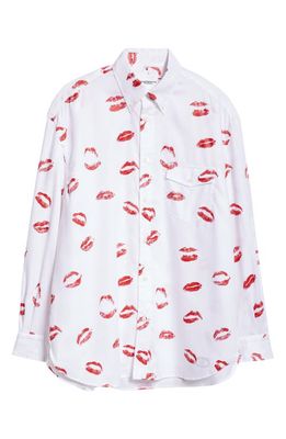 TAKAHIROMIYASHITA TheSoloist. Lips Print Button-Down Shirt in White