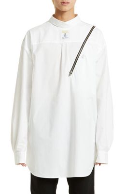 TAKAHIROMIYASHITA TheSoloist. Reversed Zip Detail Oversize Button-Up Shirt Jacket in White