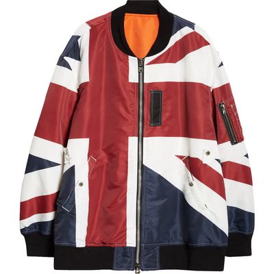 TAKAHIROMIYASHITA TheSoloist. Union Jack Gusset Sleeve Nylon Flight Jacket in Tricolor 