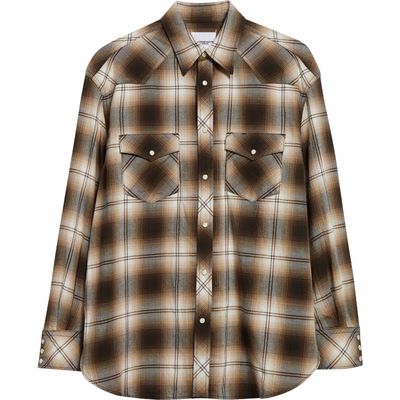 TAKAHIROMIYASHITA TheSoloist. x Rafu Plaid Snap-Up Western Shirt in Brown 