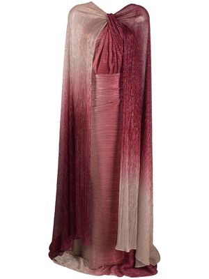 Talbot Runhof cape-detail ruched maxi dress - Pink