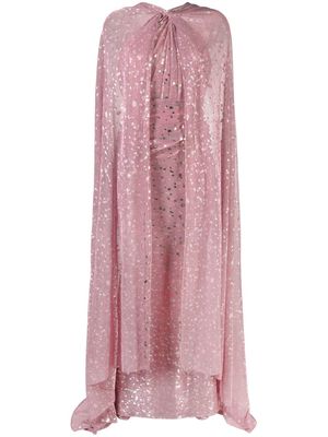Talbot Runhof cape-effect gown - Pink