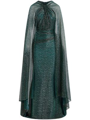Talbot Runhof cape rhinestone-embellished gown - Green