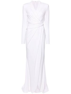 Talbot Runhof draped crepe maxi dress - White