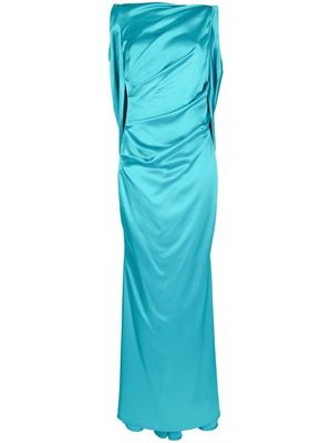 Talbot Runhof draped-design sleeveless gown - Blue