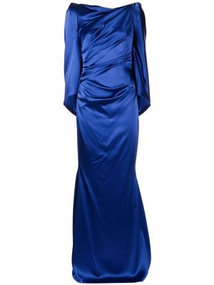 Talbot Runhof draped long sleeve gown - Blue