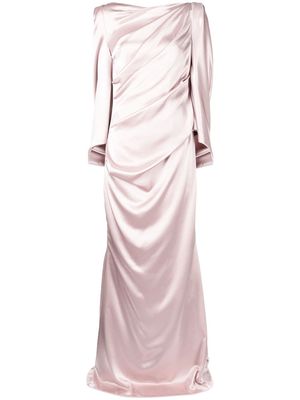 Talbot Runhof draped long sleeve gown - Pink