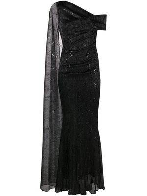 Talbot Runhof draped one-shoulder gown - Black