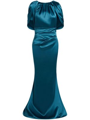 Talbot Runhof draped satin gown - Blue