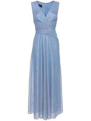 Talbot Runhof draped voile maxi dress - Blue