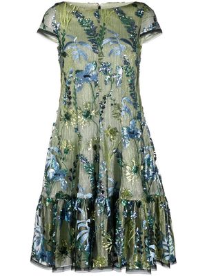 Talbot Runhof floral-embroidered midi dress - Green