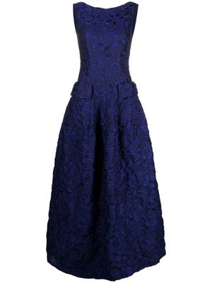 Talbot Runhof floral-jacquard cloqué gown - Blue