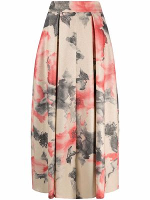 Talbot Runhof high-waisted floral-print skirt - Neutrals