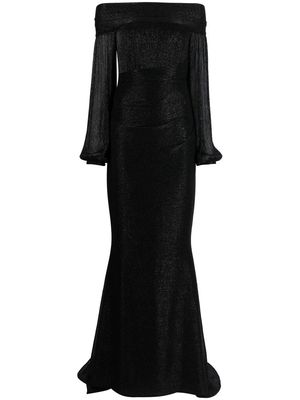 Talbot Runhof long shimmer-finish gown - Black
